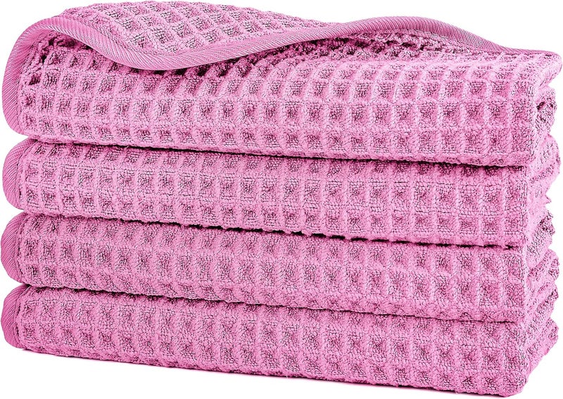 Polyte 430 GSM Microfiber Lint Free Washcloth Face Towel, 13 x 13 in, 4 Pack (Waffle Weave) - Image 1